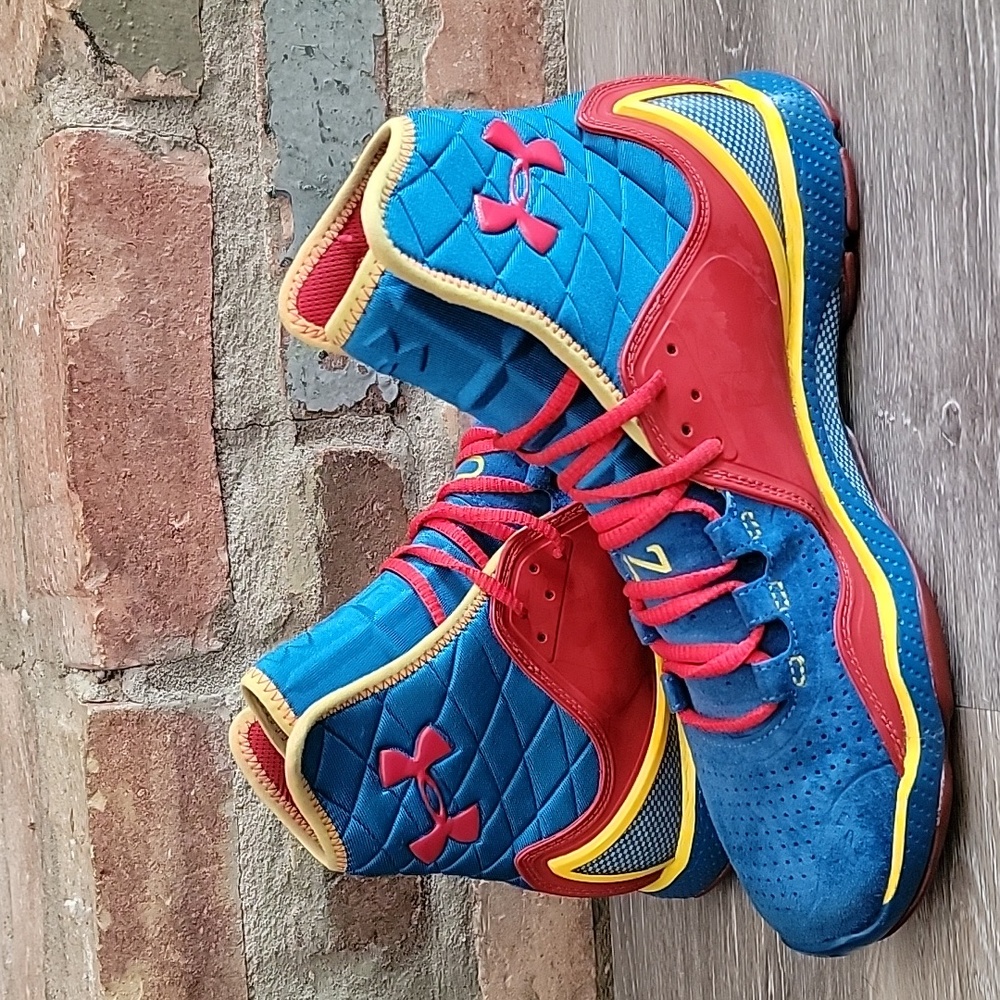 Under Armour Mens CN1 Superman Highlight Trainer Shoe Red Blue Yellow Sz 10.5 - Picture 5 of 12